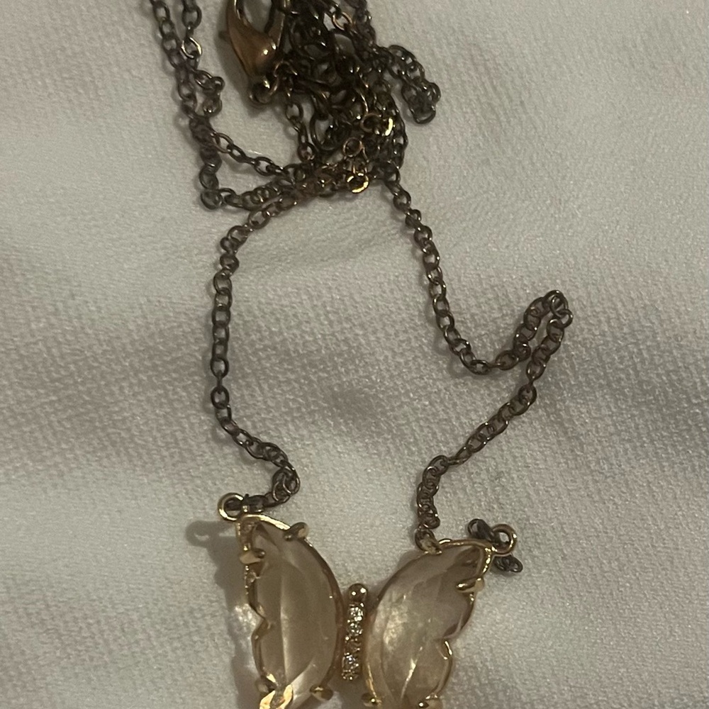 Gold Butterfly Pendant Necklace with Delicate Chain